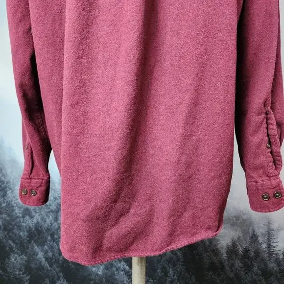 Land's End Big Casual Button Down Maroon Cotton Shirt | Men's XXL/T - Picture 10 of 15